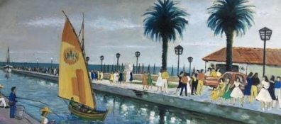Il molo e il molo di Elios Lippi pittore di Viareggio con la passione dei colori